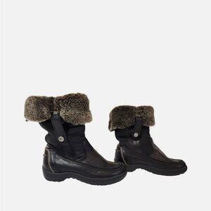 Blondo Leather Shearling Cuff Winter Boots Waterproof Size 7.5 W Black Fur Lined